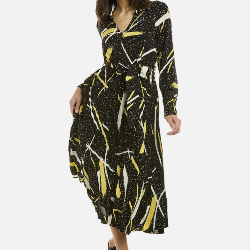 NWT GRACIA Pleated Midi Dress in Black